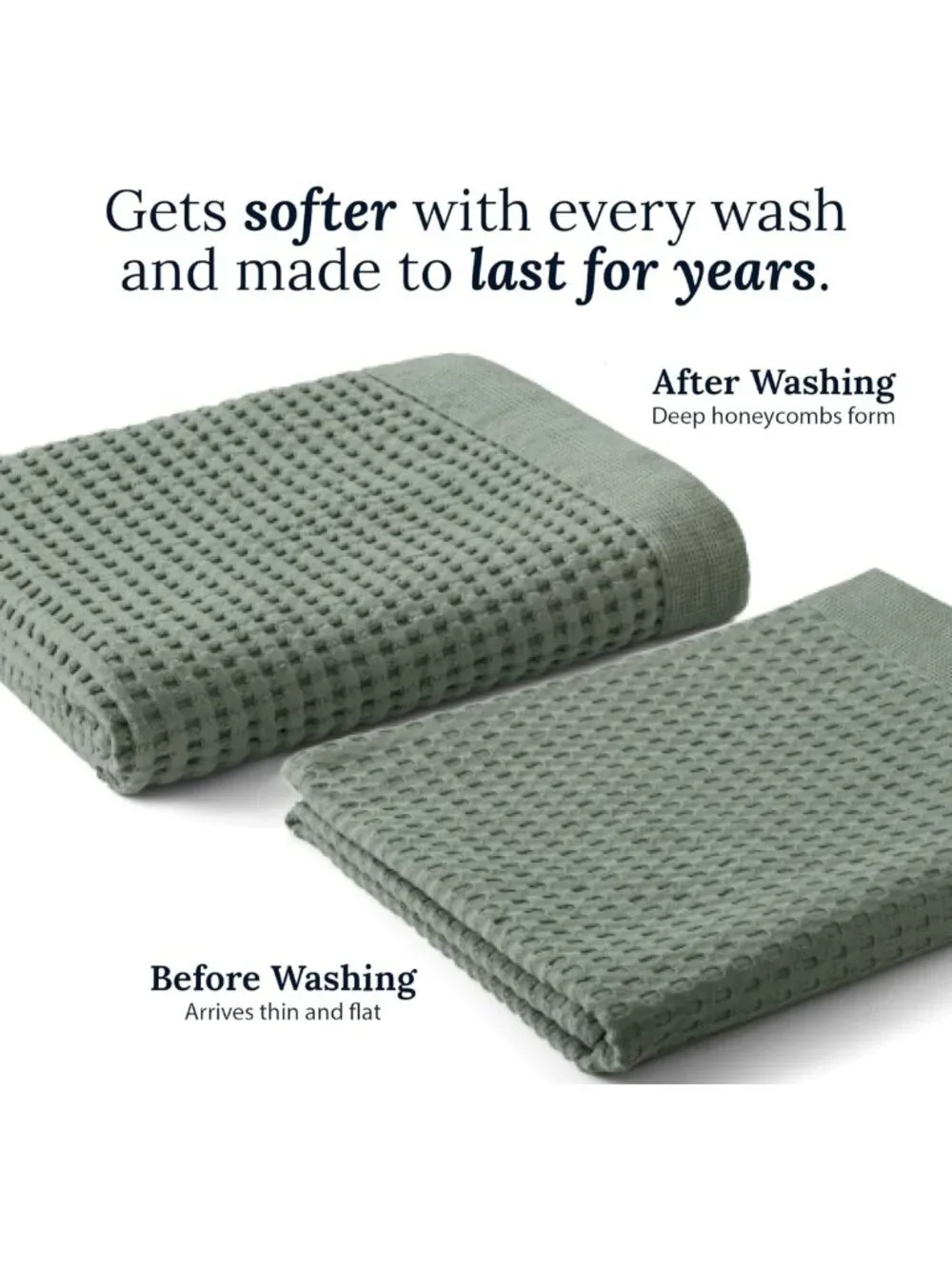 Soft Waffle Bath Towels & Wash Cloths Set of 4 - Quick Dry, Exfoliating, Modern